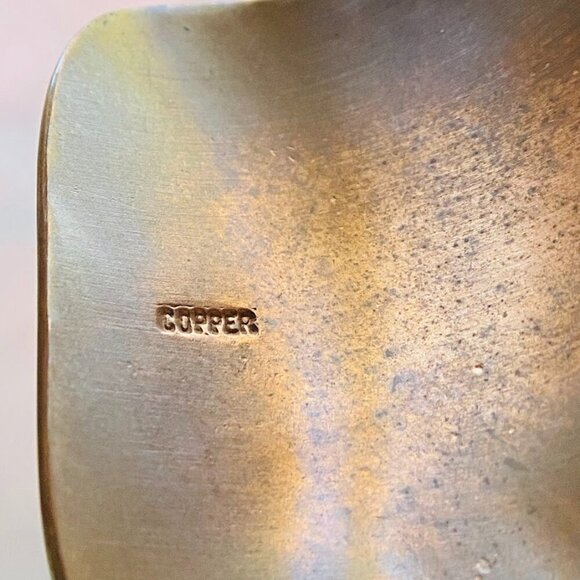 Native American Copper Cuff Wide Bracelet by Denet Chee – Etched Diagonal Design - Picture 7 of 8